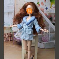 1PC Winter Blue Pajama Sleeping Wear For Barbie Doll Clothes For Barbie BJD Doll House Accessories Clothes for 1/6 Dolls Kid Toy mėlyna
