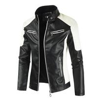 Vyriškos striukės Motokroso paltai Slim-Fit Spalva Mados Dizainas Odinės Biker Striukės Odinės Striukės S juoda