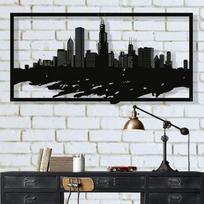 „Chicago Skyline“ metalo sienų dailė, metalinis sienų dekoras, metalinės sienų apmušalai, namų svetainės dekoravimas, miesto silueto sienų dailė 40" W x 20" H / 100x50 cm