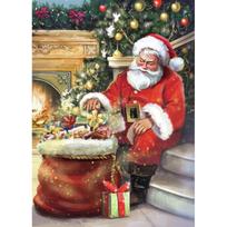 DIY Santa Claus 5D Diamond Painting Full Round Drill Cartoon Diamond Embroidery Cross Stitch Kits Wall Art Gift Home Decor Full Round 20x30CM beige