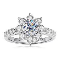 2 ct moissanite žiedai moterims sužadėtuvių dovana saulės gėlė deimantų 925 sterlingų sidabro žiedas puikūs papuošalai 15