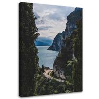 Canvas print, Lake rocks nature trees 40x60 mėlyna