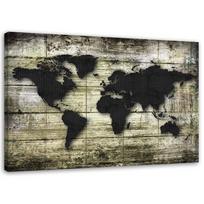 Canvas print, World map on wood 60x40 pilka spalva