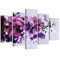Penkių dalių paveikslų spausdinimas ant drobės Flowers Purple Nature 100x70 violetinė