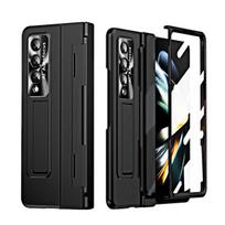 Fold 4 Plating Flat Hinge Cover For Samsung Galaxy Z Fold 4 Fold 3 5g Case Stand Protect Fundas Capa With Front Screen Glass For Galaxy Z Fold 4