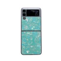 For Samsung Galaxy Z Flip 4 3 Flip4 Zflip3 Case Luxury Shell Texture Glitter Stars Colorful Folding Shockproof Cover Accessories for Galaxy Z Flip 4 žalia