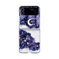 For Samsung Galaxy Z Flip 4 3 Case Purple Cloud Moon Star Pattern Painted Transparent Folding Shockproof Hard Cover Accessories For Galaxy Z Flip 4