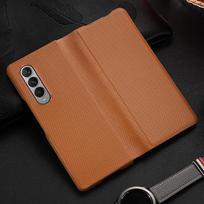 Sulankstomas PU odinis dėklas Samsung Galaxy Z Fold 3 4 2 5G Flip, anglies pluošto rašto, skirtas Galaxy Z Fold 3 4 telefono galinio dangtelio dėklui For Galaxy Z Fold 2 ruda