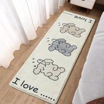 Cartoon Rectangle Bedside Mat Duck Cat Pattern Long Rug Children Bedroom Non -Slip Floor Mat Strawberry Dog Carpet Living Room 40x100cm beige