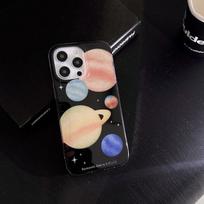 Ins Planet Black Imd Soft Silicone Phone Case For Iphone 13 12 Pro Max 11 14 Promax Cute Cartoon Relif Cool Back Cover Capa For iphone 12