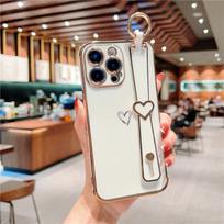 Riešo dirželiu padengtas telefono dėklas, skirtas iPhone 14 13 12 11 Pro Max Xs Max Xr 13pro 14 Plus 11 smūgiams atsparus minkštas buferis meilės širdies dangtelis For iPhone 13