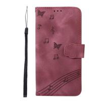 Leather Phone Flip Cover For Samsung Galaxy S23 Ultra S22 S21 S20 Fe S9 S10 Plus Note 20 10 9 Cases 3d Staff Butterfly Embossed Samsung S21 FE dangaus mėlyna spalva
