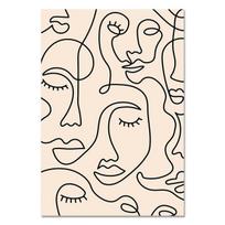 Vienos linijos veido piešimas Merginos kūno nugara Minimalistinis sienų menas Drobės plakatas Lapai Abstraktus spaudinys Šiaurės šalių paveikslas Namų dekoras 21cm×30cm NoFrame white