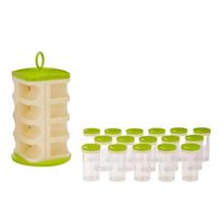 Žaliųjų prieskonių indelių rinkinys (16 vnt), Žalios spalvos konteinerių rinkinys prieskoniams, JD FRESH beige