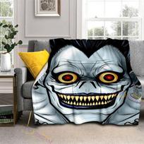 3D Print Death Note Blanket Flannel Plush Throw Blanket Horror Series Fuzzy Soft Blanket Microfiber for Couch Sofa Bed 75x90cm gray