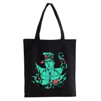 Japonijos anime „JoJo Bizarre Adventure“ pirkinių krepšys „Manga“ Daugkartinis moteriškas drobinis krepšys Spausdinimas „Ekologinis krepšys“ Pirkėjų pečių krepšiai 24*26cm black