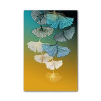 Ginkgo Biloba Poster Leaf Poster Blue Green Yellow Chinese Wall Art Picture Prints Canvas Painting for Modern Living Room Decor 21*30cm blue