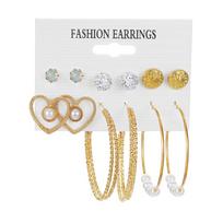 Handmade Earrings French 12-piece Set Earrings Carving Love Luxury Earrings Vintage Luxury Flowers Large Arc Earrings Gift Multi-piece Earrings Set auksas