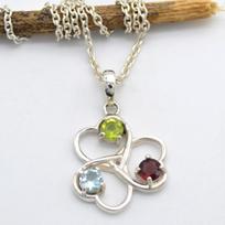 Peridot Garnet Blue Topaz Gemstone 925 Sterling Silver Jewelry Women Pendant Necklace sidabras