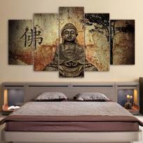 HD Spaudiniai Ant Drobės Sienos Menas Paveikslai Namų Dekoras Kambarys 5 Vnt Budos Derinami Tapyba Modulinis Vintage Zen Budos Plakatas 20x35cm*2  20x45cm*2  20x55cm*1 gray