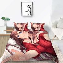 3D animacija Bishōjo patalynės komplektas Curtilage vyrų kambario antklodės užvalkalas 2/3 vienetų Luoli Girl DE135 * 200 Viso dydžio minkštas namų dekoravimas Baby 100x135cm gray