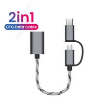 2 viename OTG adapterio kabelio keitikliai iš USB 3.0 į mikro USB C tipo adapteris, skirtas Huawei, skirtas MacBook U diskinio telefono adapteriams auksinė