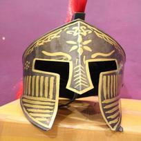 Handmade Etched Spartan Helmet, Best Quality Etching work, Metal helmet, Medieval helmet beige