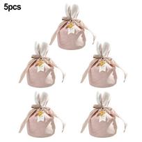 Set of 5 Wedding Candy Bags Elegant Velvet Ribbon Tote Gift Bags High Quality Small: 12X10cm rožinė