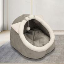 Cute styling semi-enclosed dog kennel cat kennel pet kennel cushion S（30*30*28） pilka/juoda