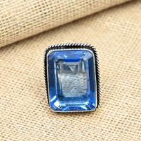 Tanzanite Gemstone 925 Sterling Silver Handmade Square Shape Jewelry Ring For Her 4 mėlyna