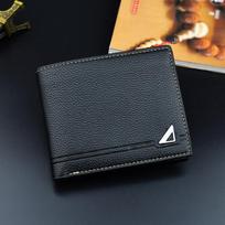 Vyriškos trumpos piniginės dirbtinės odos vizitinių kortelių laikiklis Piniginė Vintažinio prekės ženklo dizaino bifold piniginės 12*9.8*2.3cm juoda