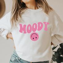 Moody Smiley Sweatshirt Happy Face Pullovers Preppy Clothes Wavy Smile Sweats Women Casual Cotton Vintage Top S balta