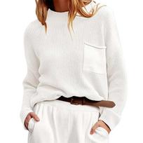 Womens Long Sleeve Pullover Cable Knit Sweaters Oversized Y2k Cozy Mock Neck Pull Over Tunic S balta