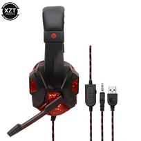 Profesionalios LED šviesos žaidėjų ausinės Kompiuteriui PS4 Žaidimų ausinės Bosas Stereo PC Laidinės ausinės su mikrofonu PC žaidėjų dovanoms raudona