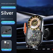 Led Light Magnetic Wireless Charger 15w Fast Charge Car Phone Holder For Iphone 14pro 14 13 12 Universal With 3 Magnetic Head as picture auksas