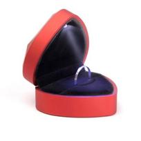 limeimei Heart Shape LED Light Ring Holder Box Proposal Wedding Band Display Storage Case raudona