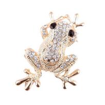 Gold Color Inlaid Rhinestone Frog Brooches For Women Trendy Classic Animal Brooch Pins Luxury Design Jewelry Gifts