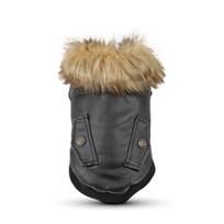 Žieminiai šunų drabužiai Pet Dog Plus Velvet šiltas storėjantis odinis paltas Striukė Kombinezonas šuniukų parkas čihuahua mažam vidutiniam šuniui XXL juoda