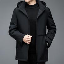 Vyriška pūkinė striukė Vidutinio ilgio vyriška laisvalaikio pastorinta šilta, nuimama pamušalu vidutinio amžiaus vyriška nauja žieminė striukė 195/4XL black
