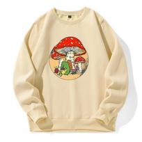 Cute Cottagecore Aesthetic Frog Kinting Mushroom Printing Unisex Hoody Graphic Funny Hooded Fleece Warm Hoodies Creative Sweatshirt L