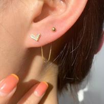 Small and High-end 925 Sterling Silver Double Ear Hole Spiral Heart Earrings Ear Thread Female Sweet Temperament Ear Jewelry black