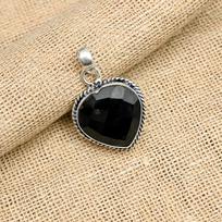 Pretty Black Spinel Gemstone Handmade 925 Sterling Silver Jewelry Pendant For Her 1.50 Inches juoda