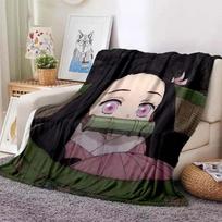 Kamado Nezuko flanelinis demonų žudikas antklodė, plaunama sofos užvalkalas žygiams iškylai Madingi laisvalaikio miegui išmesti antklodės 75x100cm gray