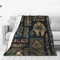 Egyptian Hieroglyphs And Deities Blanket Flannel Decoration Egypt Multi-function Soft Throw Blanket for Sofa Outdoor Bedspreads 75x100cm 30x40inch