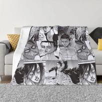 Eren Yeager Attack On Titan Blankets Flannel All Season Shingeki No Kyojin Anime Soft Throw Blankets for Home Car Bedspreads 75x100cm 30x40inch gray