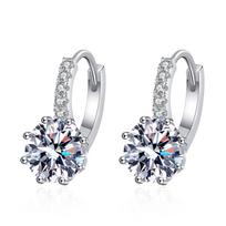S925 sidabriniai auskarai moterims su moissanite mažomis ausų sagtimis kaip dovanos draugėms ir geriausiems, pt950 auksu dengti auskarai zircon white