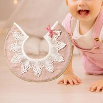 Lace Handmade Drool Burp Bibs, Absorbent Adjustable Bow Tie Cotton Bib for Baby white
