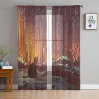 Miško gyvūno katės Šiuolaikinės tiulio užuolaidos, skirtos svetainei miegamajam namų virtuvės langui permatomos užuolaidos 135W x 114H(cm)