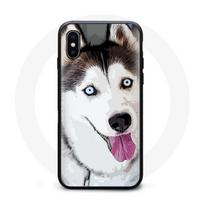 Coque Iphone XS max Husky Noir Blanc Yeux bleu