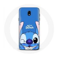 Coque pour Samsung Galaxy J7 2017 Stitch mignon fond bleu